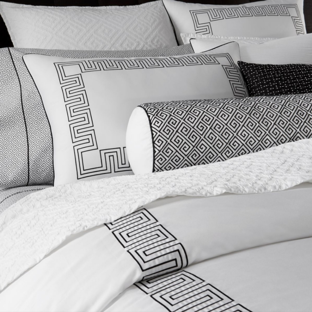 HOTEL COLLECTION Greek Key Bolster Pillow NWT